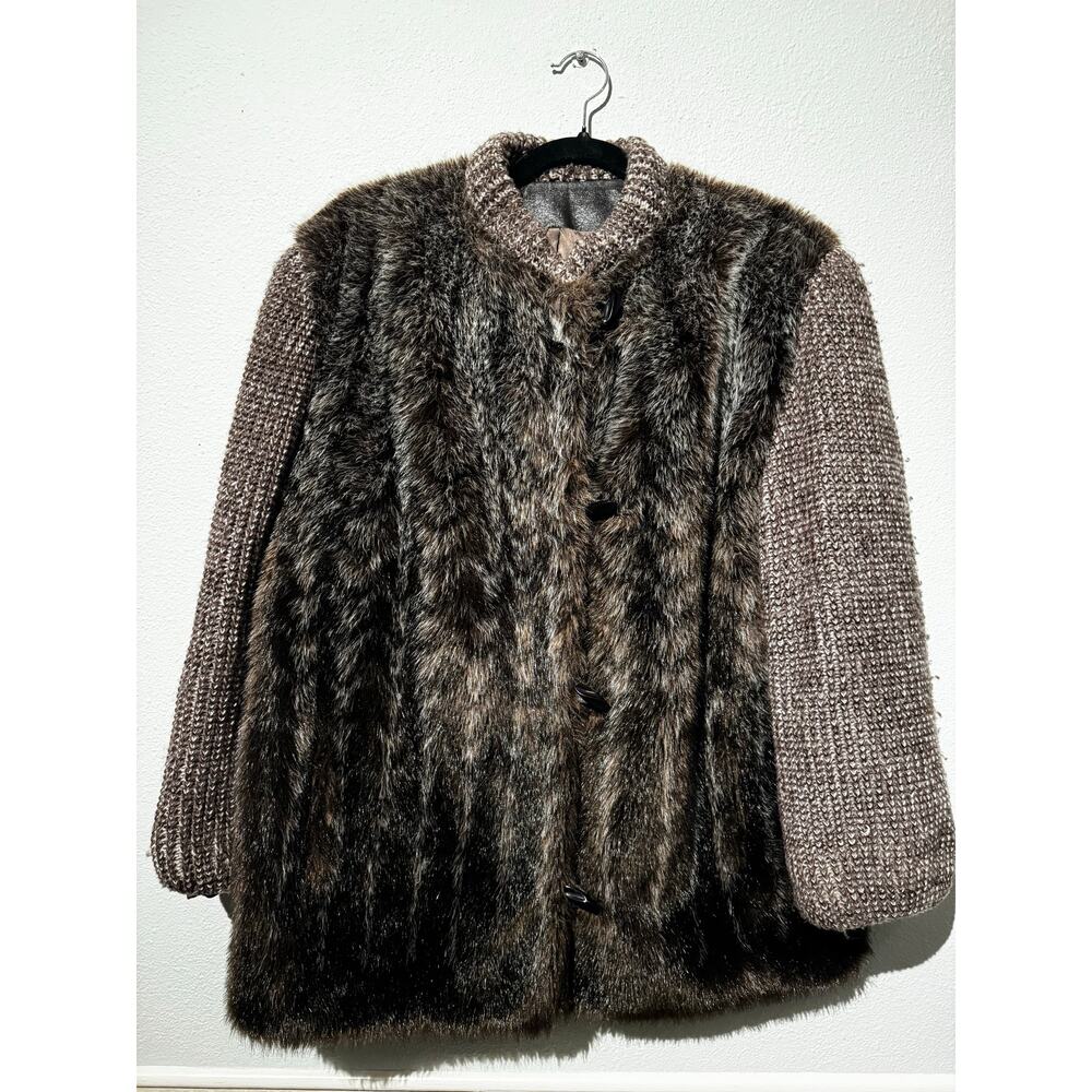 Vintage Style VI Ltd. Faux Fur Knit Blend Coat Size L